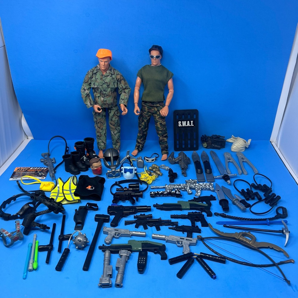 Hasbro GI Joe Action Figure 12 Inch Green Camo Military Soldier Lot Accessories